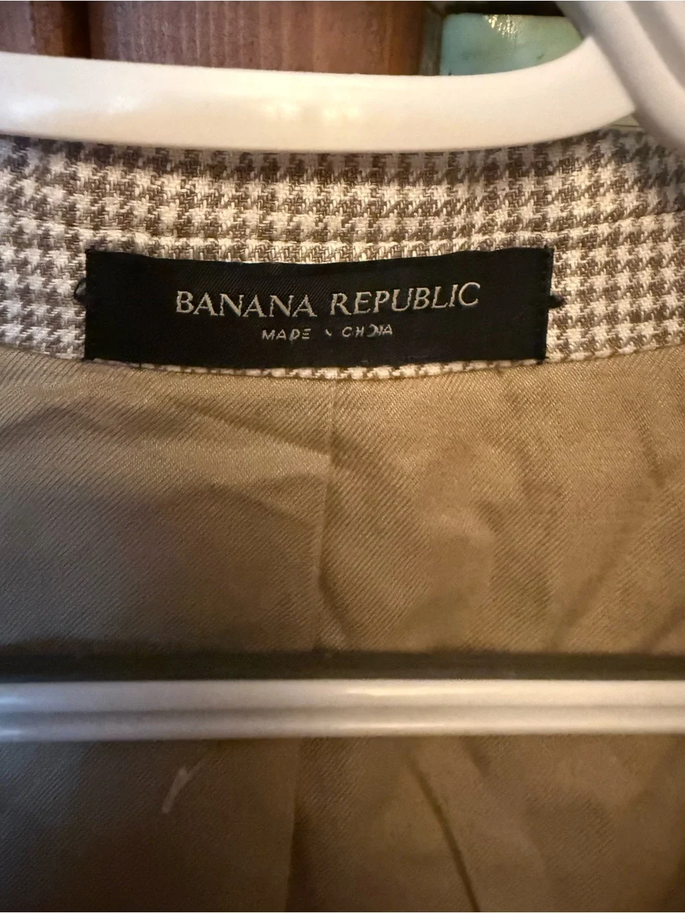 Banana Republic 100% Linen Houndstooth Blazer Sport Coat Jacket 38 S